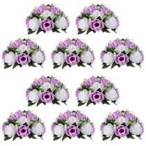 Centros de casamento com flores NUPTIO 24 cm de diâmetro lilás e branco