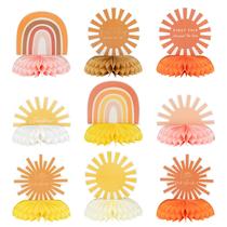 Centros de festa G1ngtar Boho Sun Honeycomb 9 unidades Centros de festa G1ngtar Boho Sun Honeycomb 9 unidades