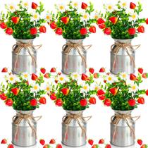 Centros de mesa artificiais Strawberry Daisy Mimorou x6 com vaso Centros de mesa artificiais Strawberry Daisy Mimorou x6 com vaso