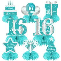 Centros de mesa para decorações de aniversário Yoaokiy Sweet 16th Teal x8 Centros de mesa para decorações de aniversário Yoaokiy Sweet 16th Teal x8