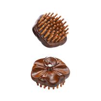 Cepillo Masajeador para Cuero Cabelludo de Bambú Redondo de Madera