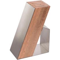 Cepo de Madeira e Aço Inox para Bancada Kort Suporte para Facas e Tesoura Domama Cepo de Madeira e Aço Inox para Bancada Kort Suporte para Facas e Tesoura Domama