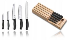 Cepo de madeira gaveta com 5 facas Swiss Classic Victorinox 6.7143.5 Cepo de madeira gaveta com 5 facas Swiss Classic Victorinox 6.7143.5