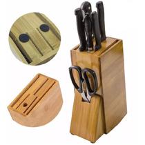 Cepo em Bambu Porta Facas Natural Suporte para Facas Cozinha Organização