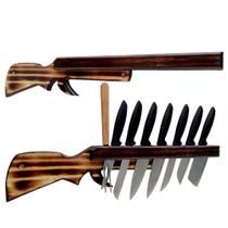 Cepo Porta Facas em Madeira Organizadores de Cozinha Área Gourmet ou Churrasco para Lar de Respeito