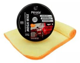Cera automotiva cristalizadora mega wax perola c/ flanela Cera automotiva cristalizadora mega wax perola c/ flanela
