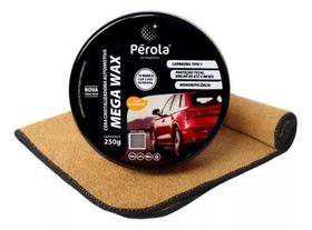 Cera automotiva cristalizadora mega wax perola com flanela Cera automotiva cristalizadora mega wax perola com flanela