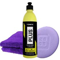 Cera Carnaúba Plus Liquida Limpadora Protetora + Aplicador Espuma + Microfibra 350 GSM