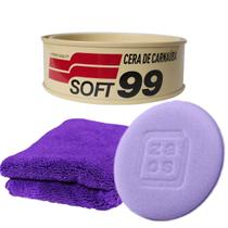 Cera Carnaúba Soft99 All Colors + Aplicador Espuma + Microfibra 350 GSM