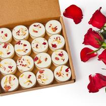 Cera de soja perfumada Tea Lights Ashlux Rose, pacote com 16 unidades, 4 horas de queima