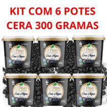 Cera Negra Dpeel Quente 300 g Profissional Hidrossoluvel Aquecer Microondas KIT 6 POTE 300GRAMAS
