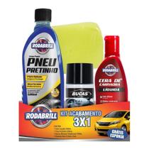 Cera + Pneu Pretinho + Silicone Kit Acabamento Para Carro - Rodabrill