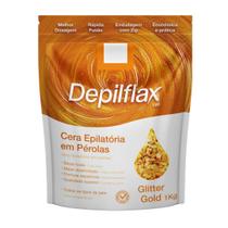 Cera Quente Depilatória Profissional Glitter Gold Depilflax Em Perolas 1Kg Grande Cera Quente Depilatória Profissional Glitter Gold Depilflax Em Perolas 1Kg Grande