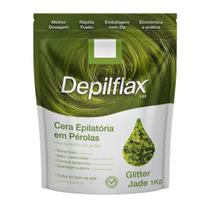 Cera Quente Depilatória Profissional Glitter Jade Depilflax Em Perolas 1Kg Grande Cera Quente Depilatória Profissional Glitter Jade Depilflax Em Perolas 1Kg Grande