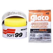 Cera Soft 99 White Cleaner 350g + Lenço Cristalizador de Vidros Glaco