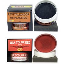 Cera Wax Color Red Cristalizadora 140g Carro Cor Vermelho + Revitalizador de Plástico Cera Wax Color Red Cristalizadora 140g Carro Cor Vermelho + Revitalizador de Plástico