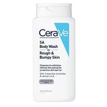 CeraVe Body Wash com de ácido salicílico Lavagem corporal livre de fragrâncias para esfoliar a pele áspera e esburacada Alergia testada 10 Onças