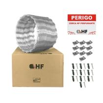 Cerca concertina dupla galvanizada 30cm caixa para 10 metros com kit de instalação (80 voltas) - HF Metalúrgica