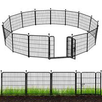 Cerca para jardim ADAVIN 81 cm de altura, 8 m de comprimento, 1 portão, 11 painéis, preta
