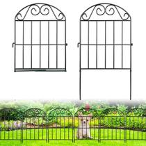Cerca para jardim ADAVIN com 10 painéis, 3 m x 61 cm, metal resistente à ferrugem Cerca para jardim ADAVIN com 10 painéis, 3 m x 61 cm, metal resistente à ferrugem