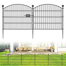 Cerca para jardim Bilibompa 10 painéis com portão 60 cm x 6 m, resistente à ferrugem Cerca para jardim Bilibompa 10 painéis com portão 60 cm x 6 m, resistente à ferrugem