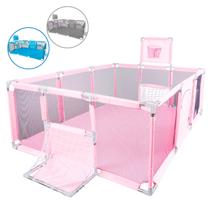 Cercadinho Bebê Infantil Grande Chiqueirinho Seguro Menino e Menina Tela Transparente Sem Pontas Fácil de Montar Com Espaço Amplo