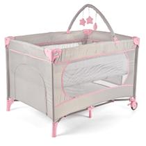 Cercadinho Berço Chiqueirinho Infantil Portátil Criança Compacto Premium Rosa até 18Kg Multmaxx