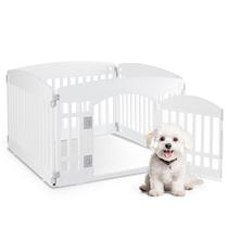 Cercadinho de plástico HealSmart de 4 painéis de 24", cercadinho dobrável e portátil para animais de estimação para uso interno e externo, cerca segura e protegida, ideal para cães pequenos e médios, branco