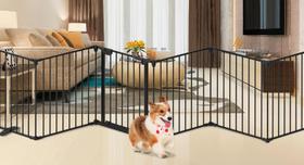 Cercadinho extra largo Dog Gate Kfvigoho de 27,5-199 cm com fechamento automático Cercadinho extra largo Dog Gate Kfvigoho de 27,5-199 cm com fechamento automático