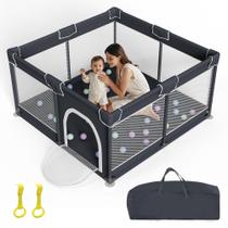 Cercadinho grande para bebês Playard Grobeybees 127x127x69 cm preto