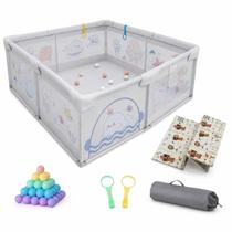 Cercadinho Infantil de Proteção 1.80 x 2.00cm Desenho Baleia Com Tapete e acessórios Cercadinho Infantil de Proteção 1.80 x 2.00cm Desenho Baleia Com Tapete e acessórios