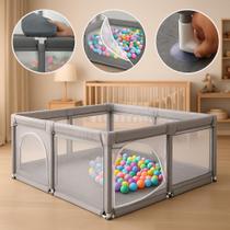 Cercadinho Infantil Dobrável com Fixação no Chão 180x150x68cm Tela Respirável, Portátil, Lavável e Seguro Cercadinho Infantil Dobrável com Fixação no Chão 180x150x68cm Tela Respirável, Portátil, Lavável e Seguro