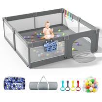 Cercadinho LUTIKIANG Baby 200x180cm com portões e bolas oceânicas cinza