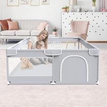 Cercadinho para bebês Fshibila Baby Playard com malha macia 127x127x69cm cinza