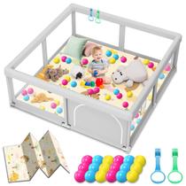Cercadinho para bebês Jaobeem 127x127 cm com malha macia Cercadinho para bebês Jaobeem 127x127 cm com malha macia