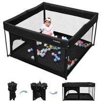 Cercadinho para bebês Playard ANGELBLISS, dobrável de 127 x 127 cm, preto