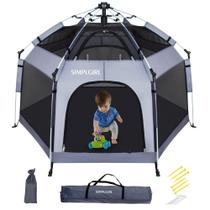 Cercadinho para bebês SIMPLGIRL Premium para uso interno/externo com dossel cinza Cercadinho para bebês SIMPLGIRL Premium para uso interno/externo com dossel cinza