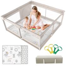 Cercadinho para bebês ZEEBABA, tamanho extra grande, 150x150cm, cinza com tapete Cercadinho para bebês ZEEBABA, tamanho extra grande, 150x150cm, cinza com tapete