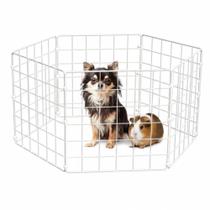 Cercadinho para Cachorro Pequeno Porte Cercado Móvel Dobrável com 6 Telas de 30cm Altura Branco