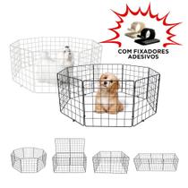 Cercadinho para Cachorro Pequeno Porte Móvel Dobrável 8 Telas 30x30cm com Fixador Adesivo
