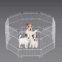 Cercadinho Para Cachorro Pets Cães Pequenos Canil Portátil Sem Porta 6 Peças - Branco