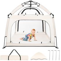 Cercadinho portátil para bebês Playard Bend River com dossel bege Cercadinho portátil para bebês Playard Bend River com dossel bege
