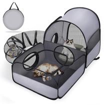 Cercadinho portátil para gatos com túnel circundante, 2 áreas fechadas, barraca ideal para gatos ao ar livre ou cercadinho para gatos fechados. Design de malha respirável para uso interno e externo Cercadinho portátil para gatos com túnel circundante, 2 áreas fechadas, barraca ideal para gatos ao ar livre ou cercadinho para gatos fechados. Design de malha respirável para uso interno e externo