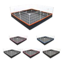 Cercado Aramado 90x90cm Branco com Bandeja Higiênica Nylon Laranja