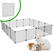 Cercado Aramado Pet Porquinho da Índia Hamster Twister 120x120x30 Malha 2,5x2,5 Preto