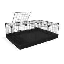 Cercado Aramado Porquinho da Índia 60x90x30 Cm Branco com Teto e Bandeja Higiênica de Nylon Preto