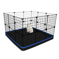 Cercado Aramado Porquinho da Índia 90x90x60 Cm Preto e com Bandeja Higiênica de Nylon
