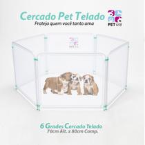 Cercado C/ Tela 6 Grades Cercadinho Branco Pet Cachorro Cão Coelho Prático - PET UTIL