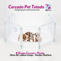 Cercado C/ Tela 6 Grades e Portão Cercadinho Pet Cachorro Cão Coelho Prático