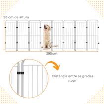 Cercado Divisor de Ambientes Dobrável 98cm com 8 Módulos Utilyse Branco Preto Cães Gatos